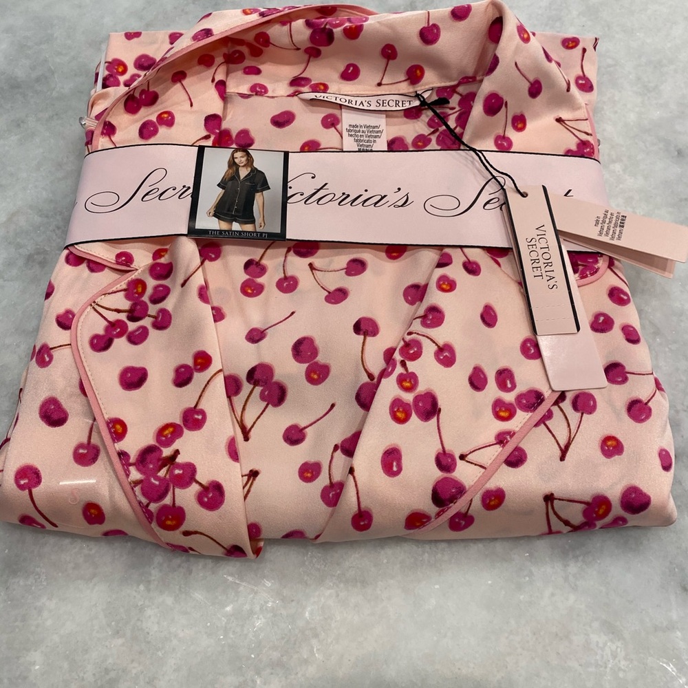 Victoria Secret Cherry Short Satin PJ Set